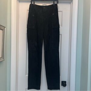Ralph Lauren Purple Label Women’s Black Deerskin Suede Leather Cargo Pants Sz 2